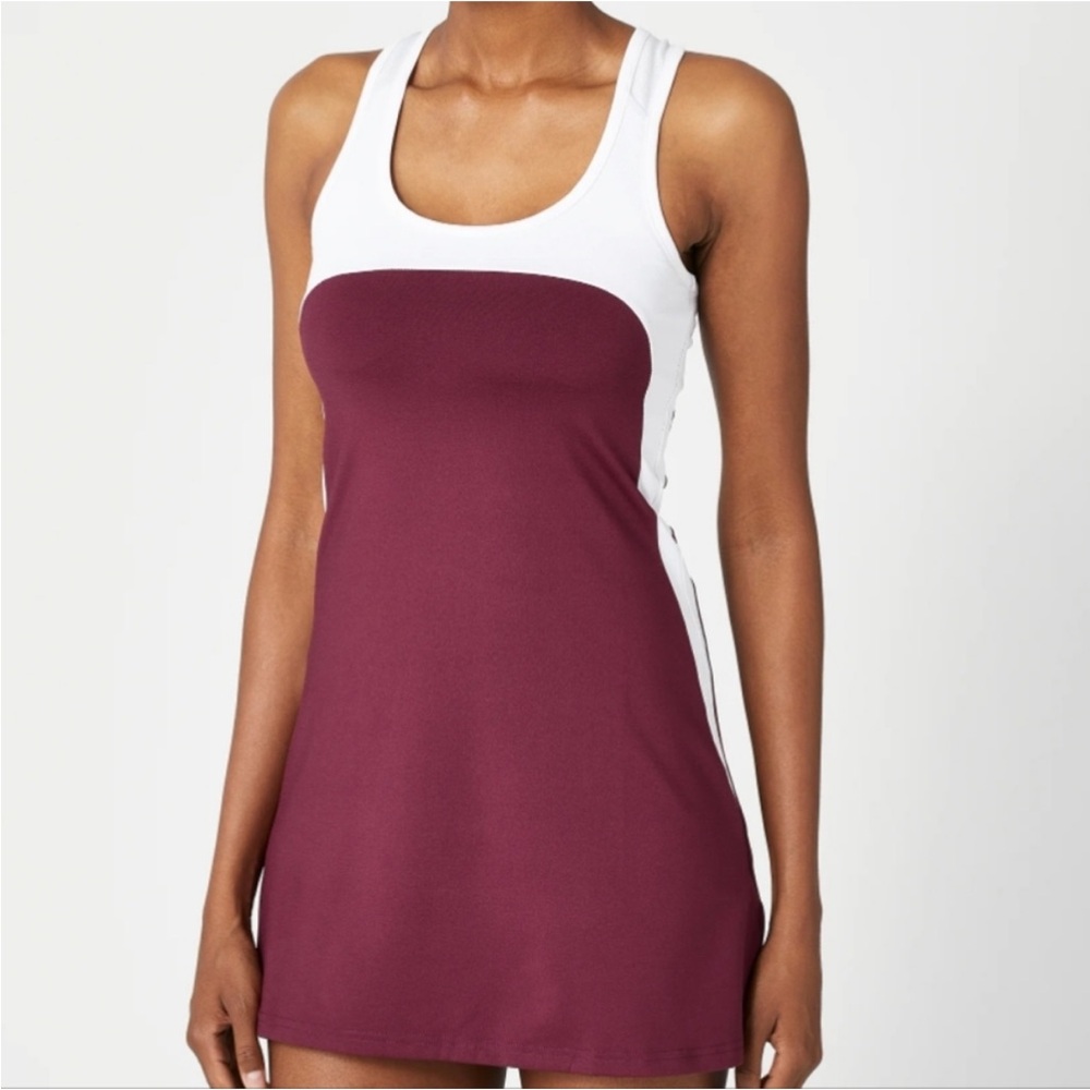 Dry Fit Burgundy and White Women's Sporty Dress
